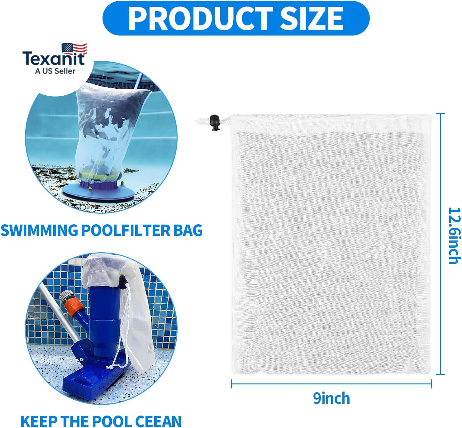 8PCS Pool Vacuum Replacement Mesh Bag – Mesh Bag for Pool Vacuum, Pool Vacuum Cl