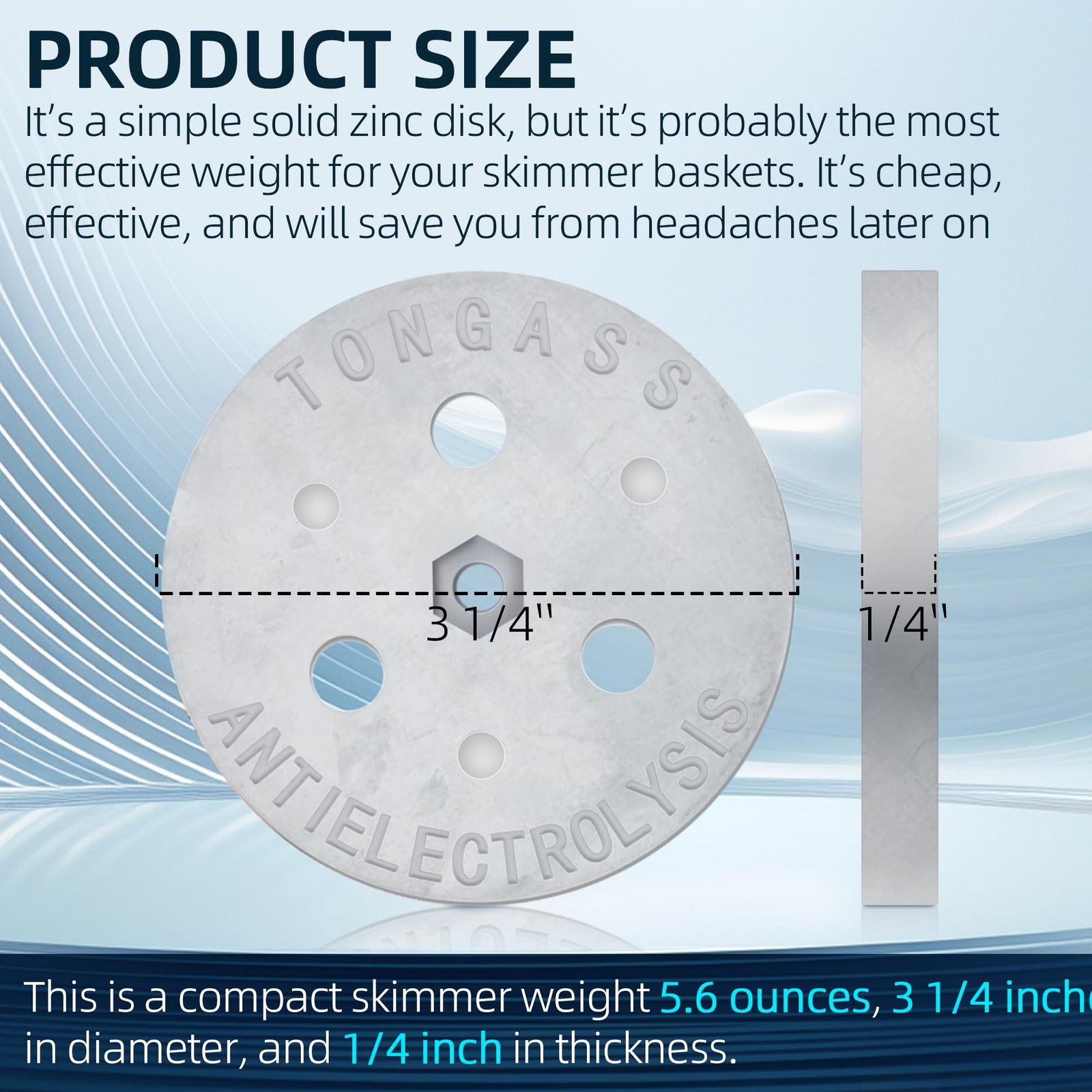 Zinc Anode for Saltwater Pools | AntiElectrolysis Galvanic Protection