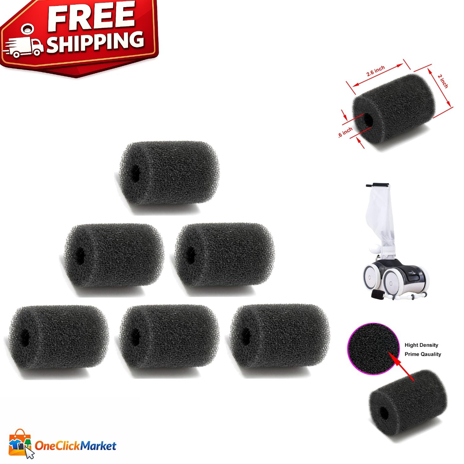High-Density Pool Cleaner Sweep Hose Scrubber – 6 Pack for Pentair Models