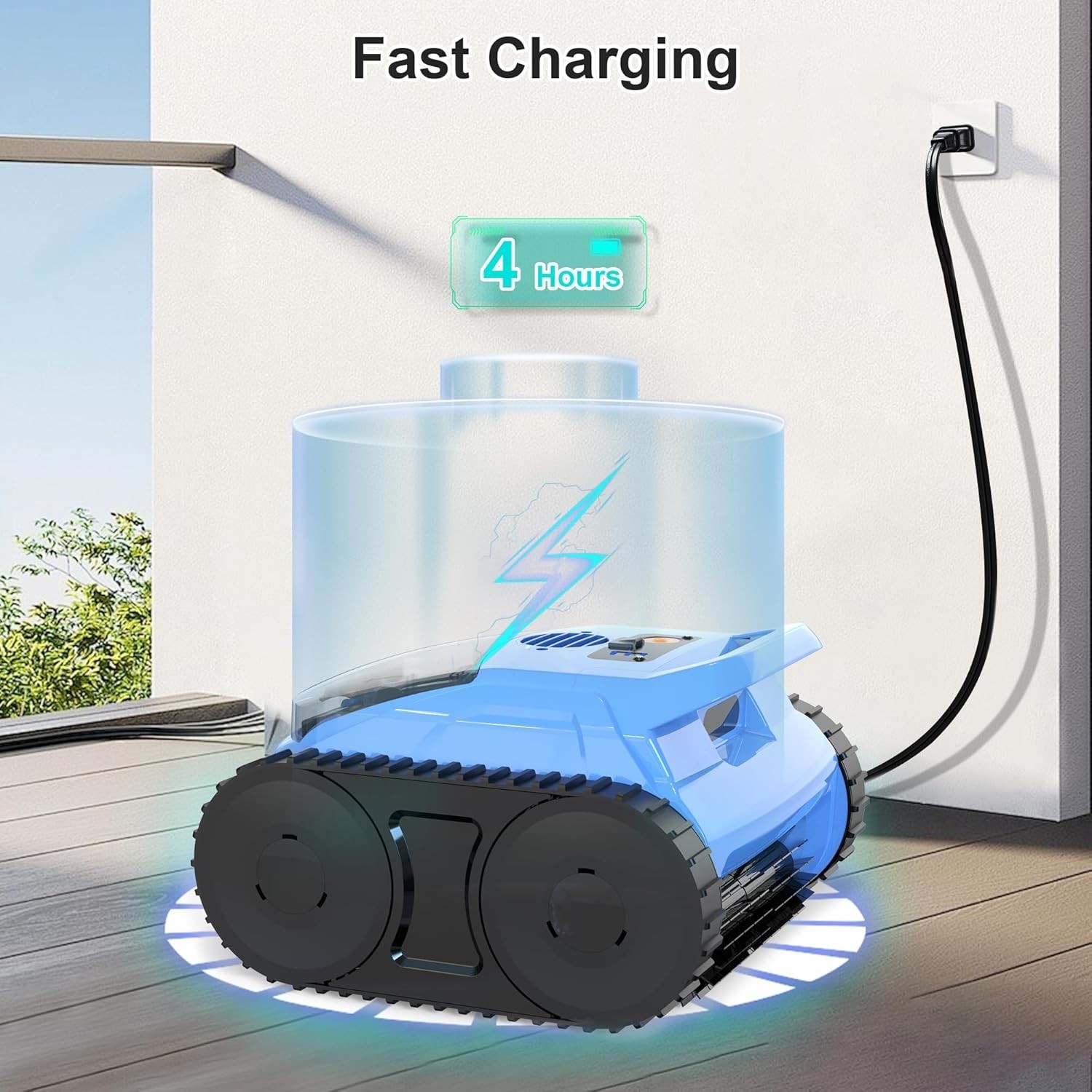 Seauto Cordless Robotic Pool Vacuum Wall-Waterline Pool Cleaner 180min Runtime