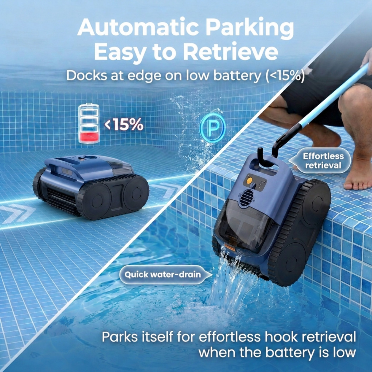 2026 New Cordless Robotic Pool Cleaner Robotic Pool Vacuum Waterline Cleaning