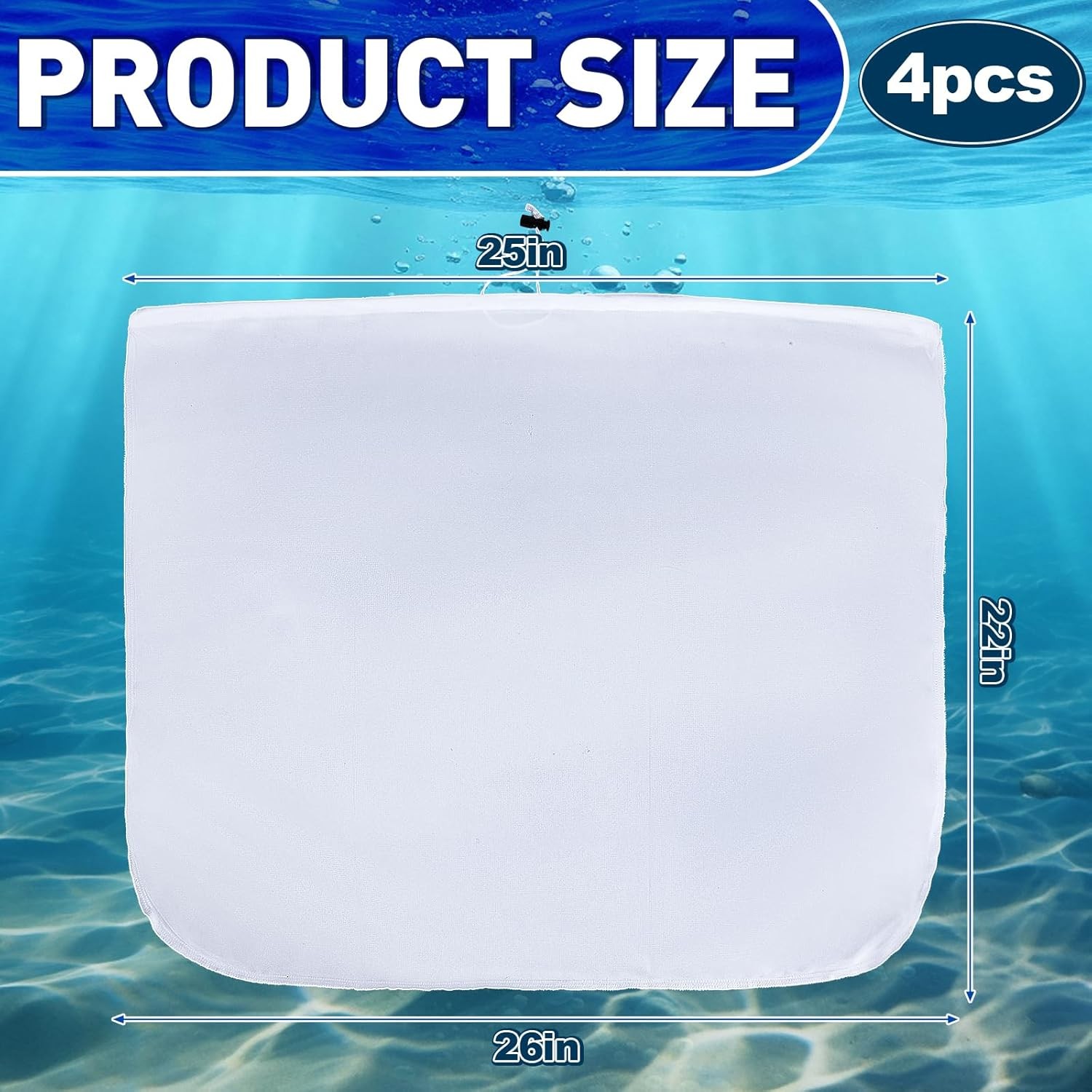 4Pcs 26×22 Inch Adjustable Pool Skimmer Net Replacement Ultra Fine Mesh Net Bag