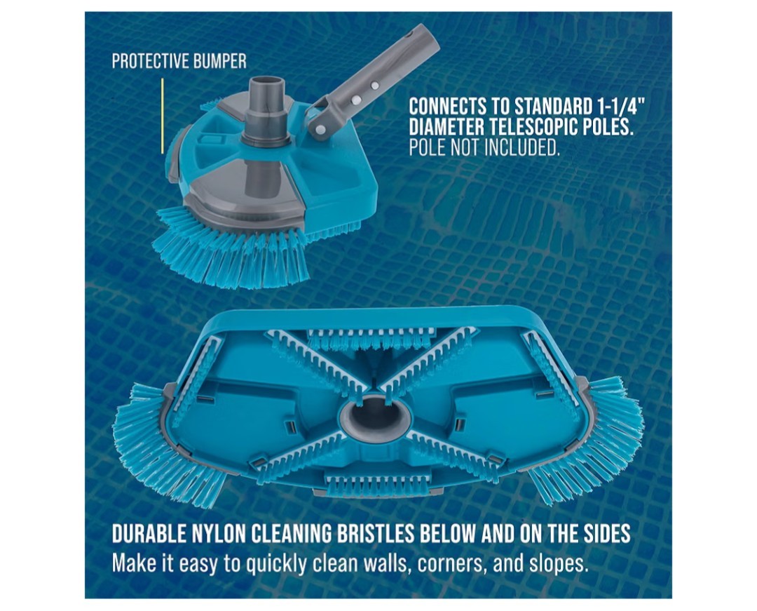 VH-324 Deluxe Weighted Pool Vacuum Head With Side Brushes Swivel Connections