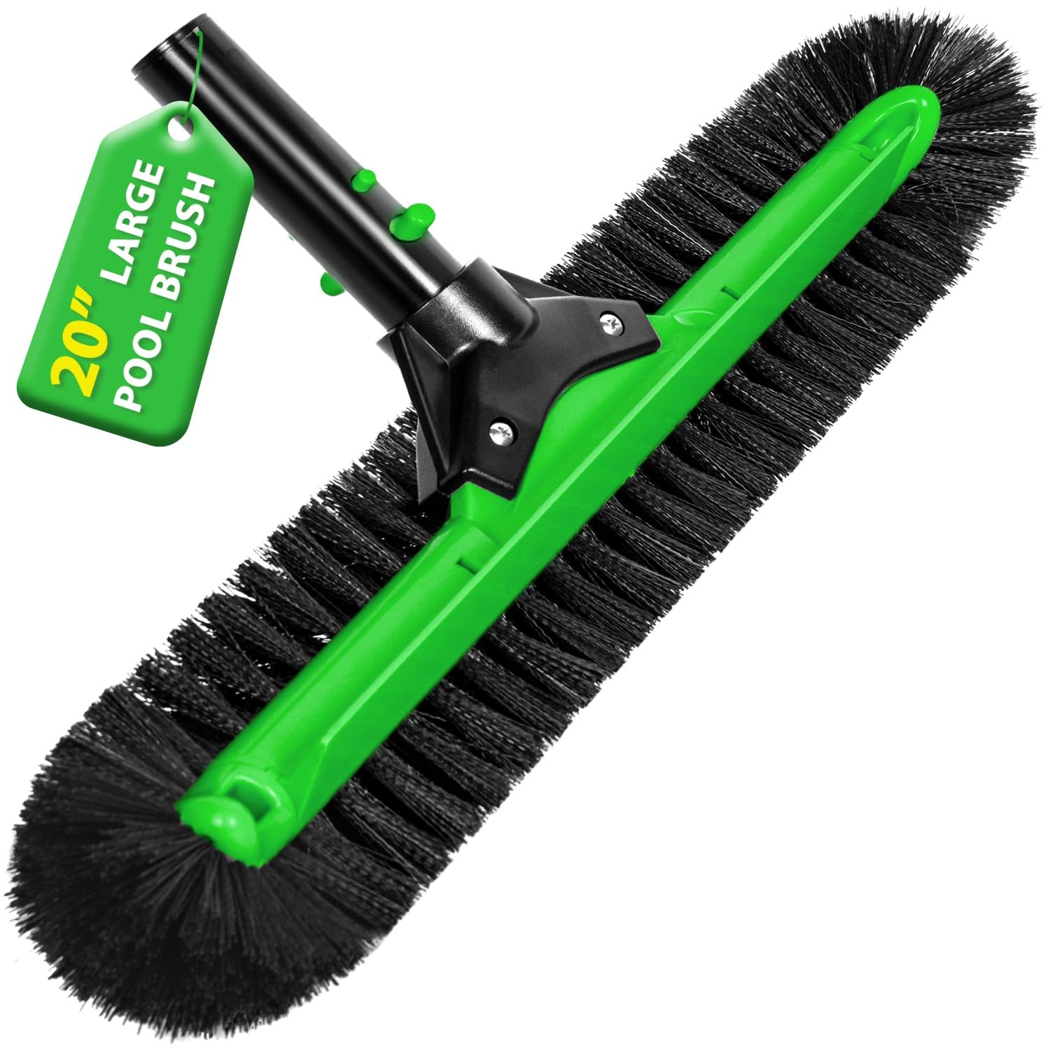 20&Prime; Wide Pool Brush , Heavy Duty Pool Scrub Brush with 12-Rows Soft Bristles,…