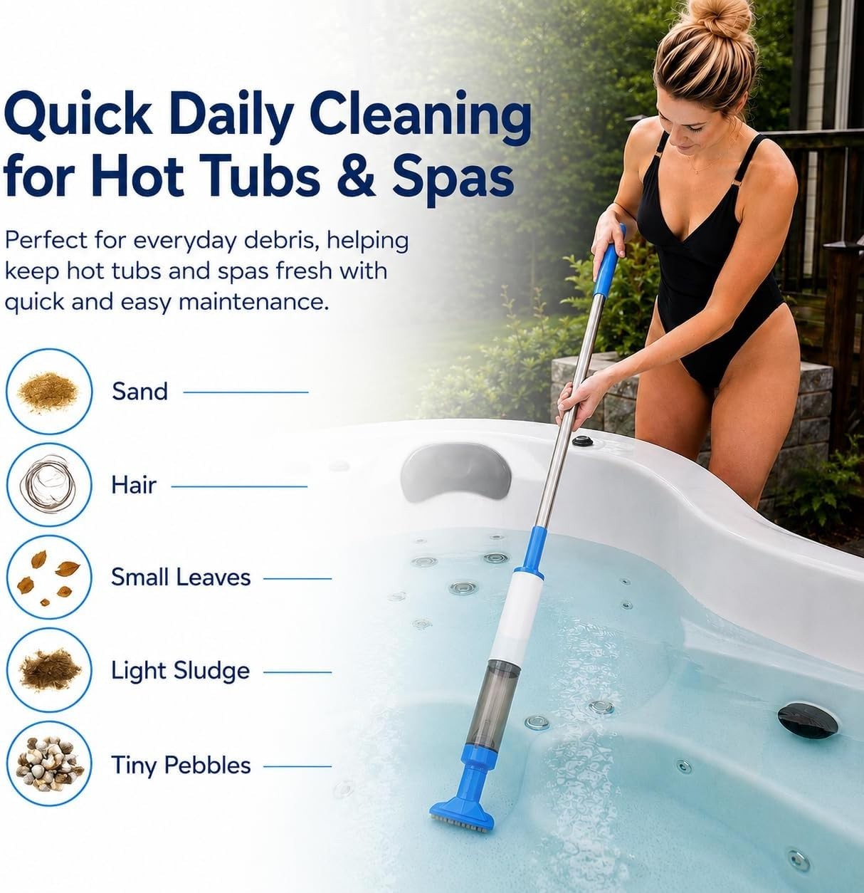 OVIA Ocean10 Cordless Pool Vacuum; Hot Tub Spa Cleaner; 60 Min Runtime