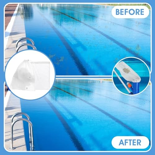 6 Pcs Replacement Mesh Bag – 9 x 12.2 Inch Pool Leaf Vacuum Net with Pull &