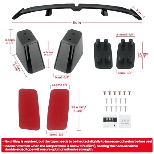 Universal Rear Spoiler 54 Inch Seagull PRO Style Matte Black Rear Trunk
