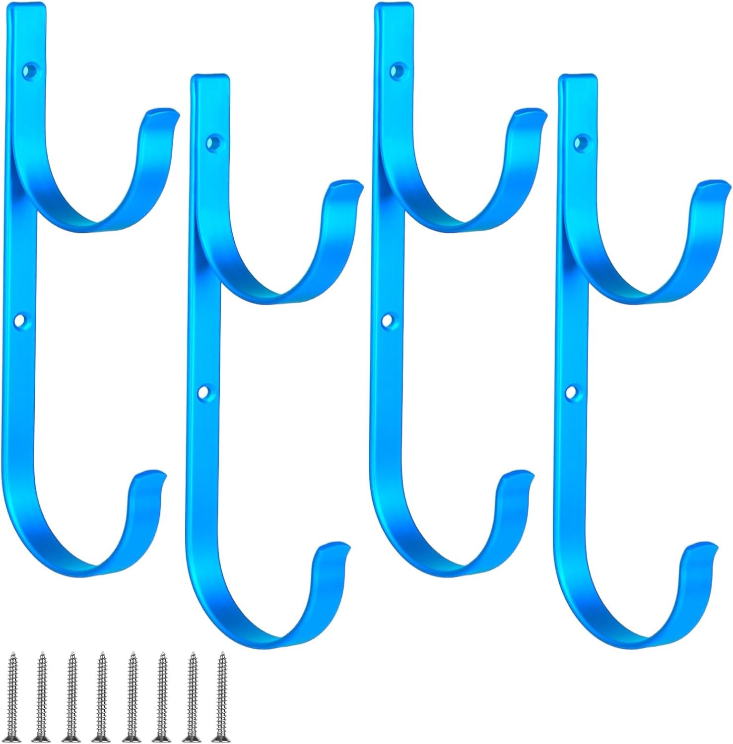 Pool Pole Hanger 4 Pcs Silver Aluminum Pool Hooks Poles Rakes Skimmers Nets