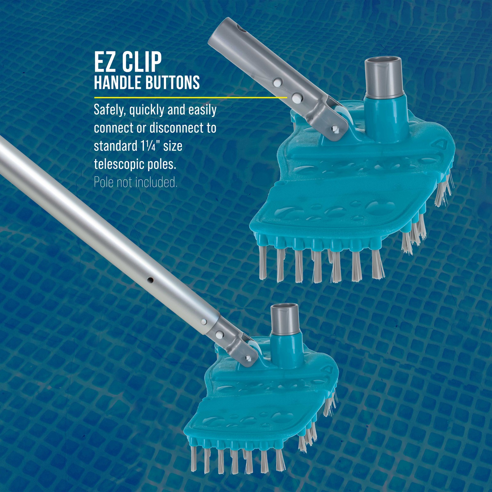 Very Flexible Weighted Pool Vacuum Head with Bottom Brushes, Clean Swimming Pool