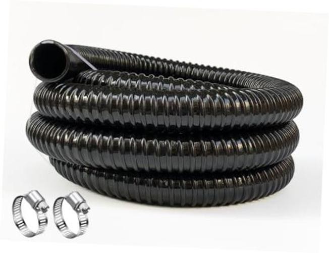 1 1/2 Inch Pond Sump Pump Discharge Hose Corrugated Water Hose Black PVC