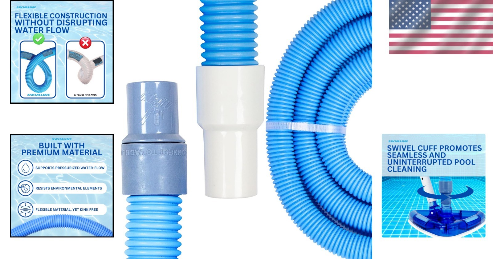 Professional Pool Hose – 1.5 » x 30&prime; For Optimal Water Flow
