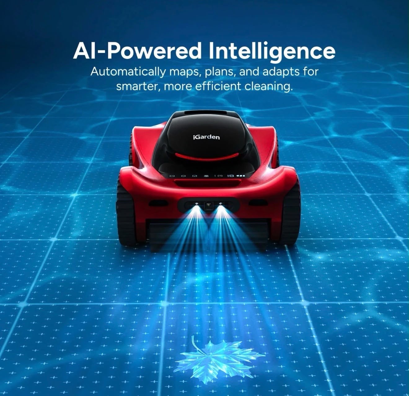iGarden M1 AI Series Robotic Pool Cleaner Dual Camera In-Ground Red/Black