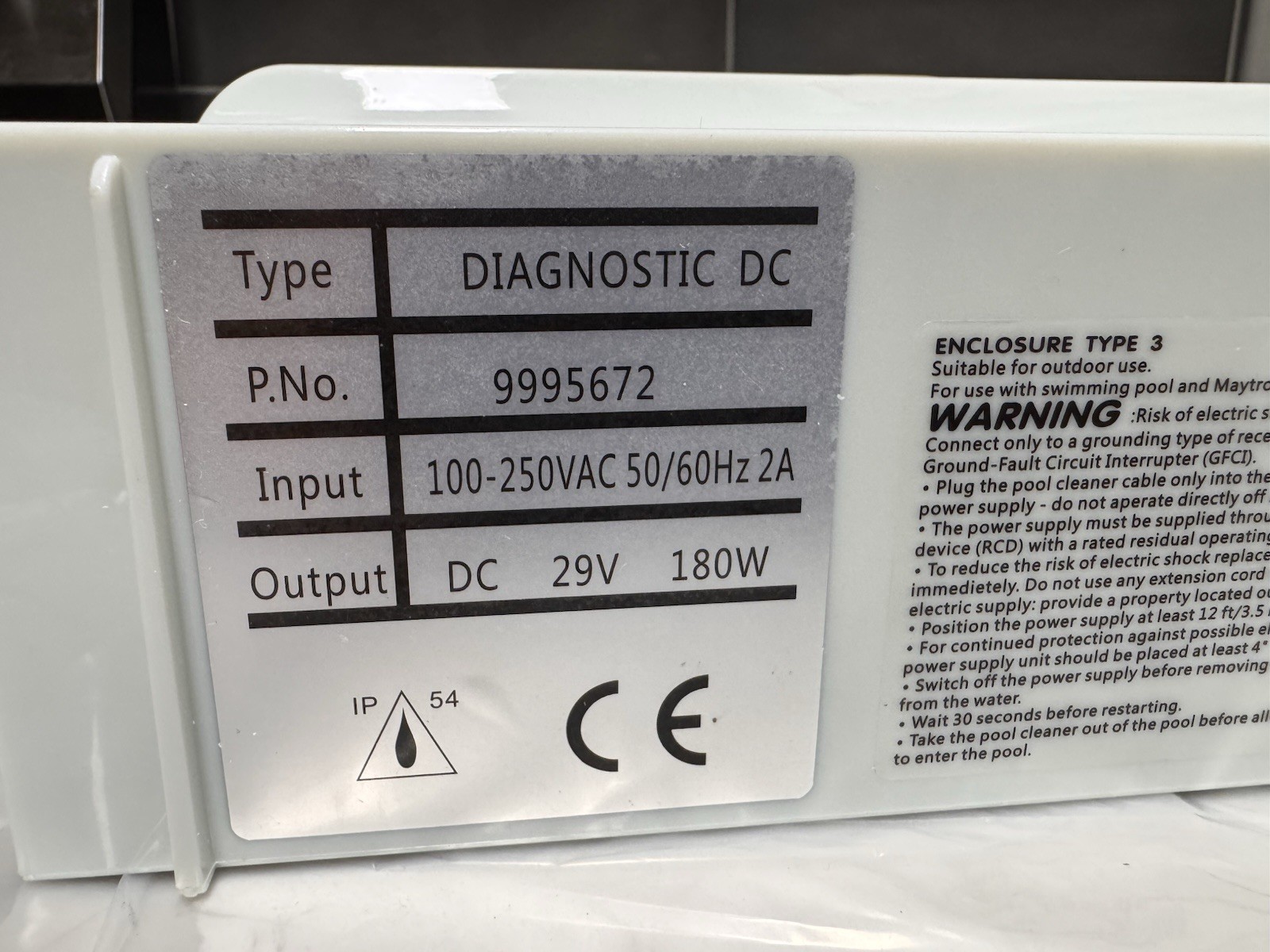 BZCOVAC Dolphin Pool Cleaner Power Supply 180W Weekly Timer 9995672