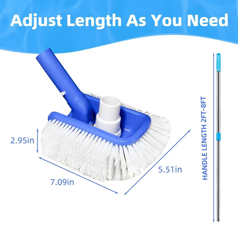 Pool Brush Head with Pool Vacuum Head for Inground & Above Ground Pools, Roun…