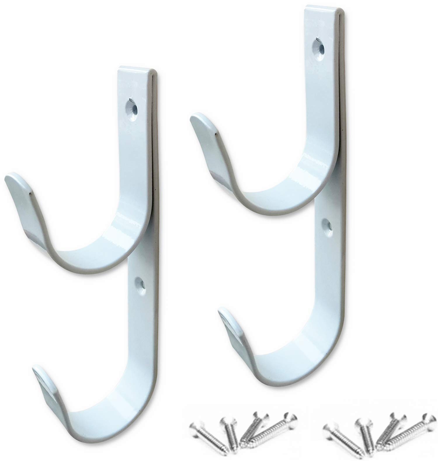 2 PCS Set Wide Pool Pole Hangers Heavy Duty Aluminium Holder Hooks with Screw…