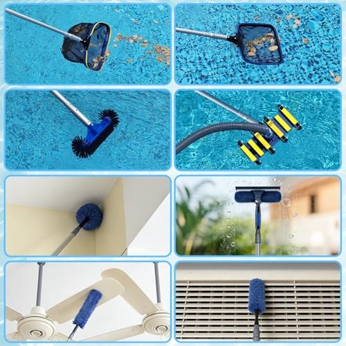 15FT Pool Pole, 3-Piece Telescopic Swimming Pool Cleaning Pole 15 Foot PRO