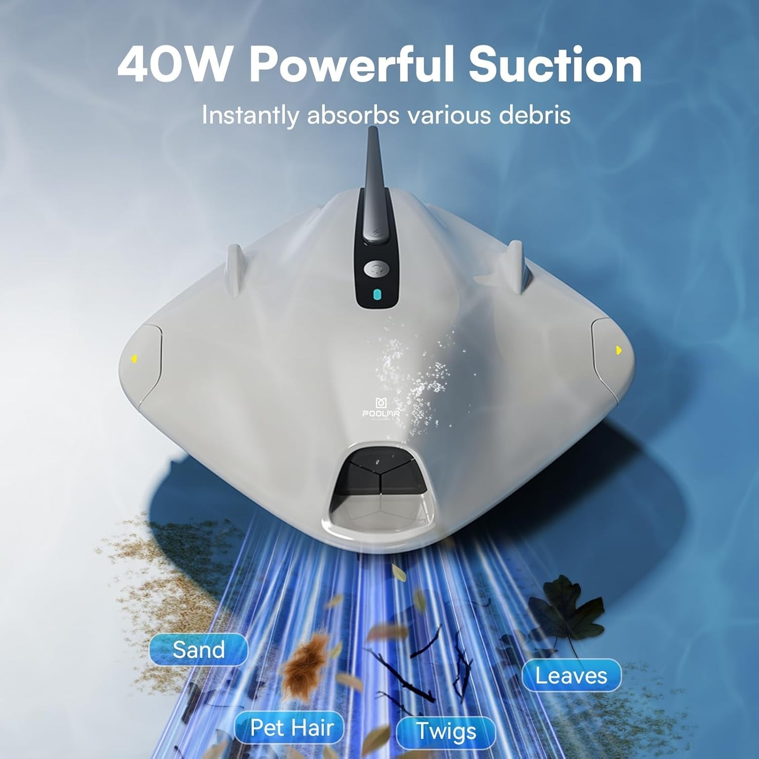 Dual-Layer Filtration Robotic Pool Vacuum with 40W Suction and Auto Park Feature