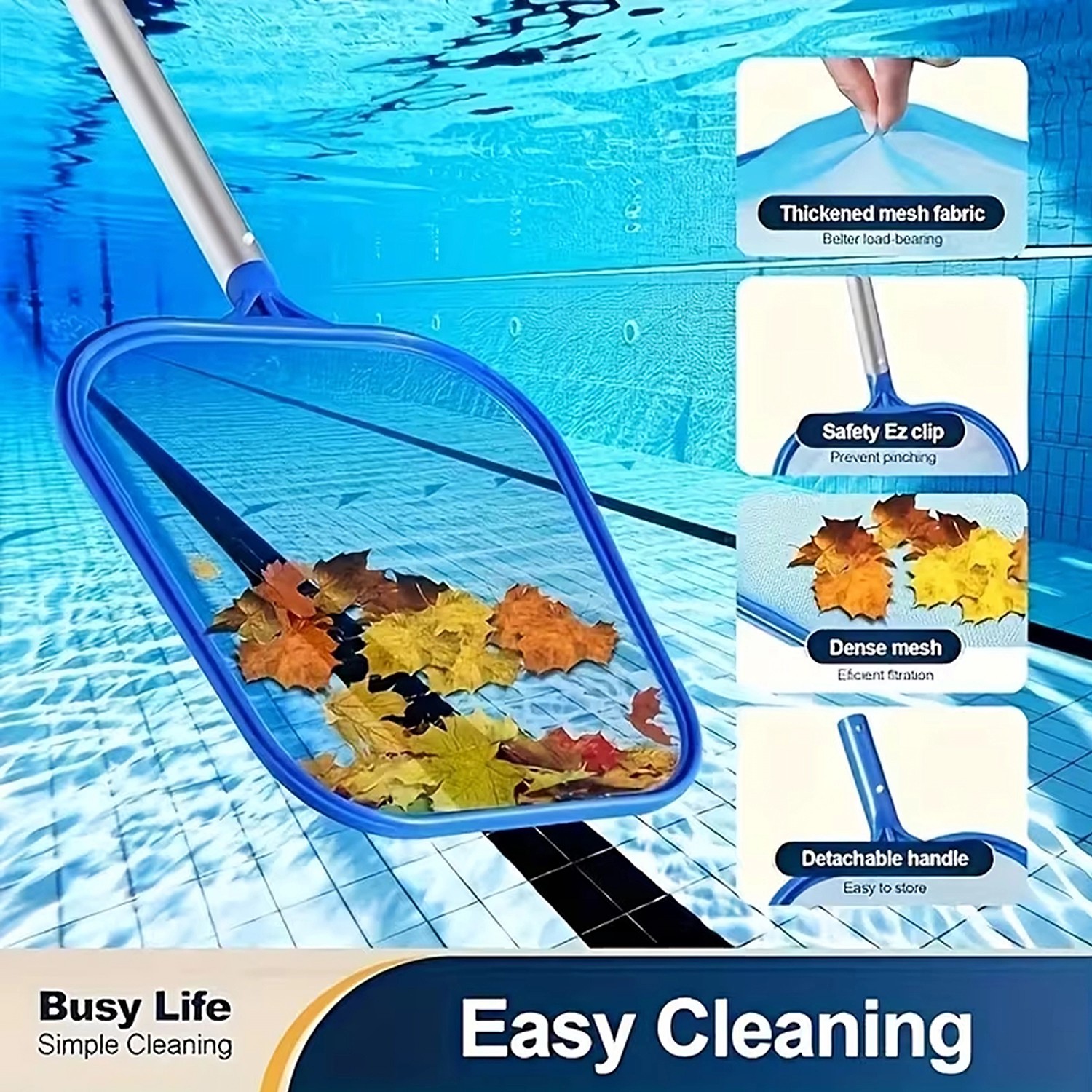 Pool Skimmer Net, Deep Pool Leaf Net with Reinforced Frame, Large Capacity ASP