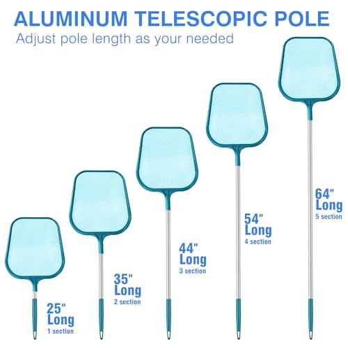 Pool Skimmer – Pool Skimmer Net with 5 Section Pool Skimmer with 5 pole, Teal