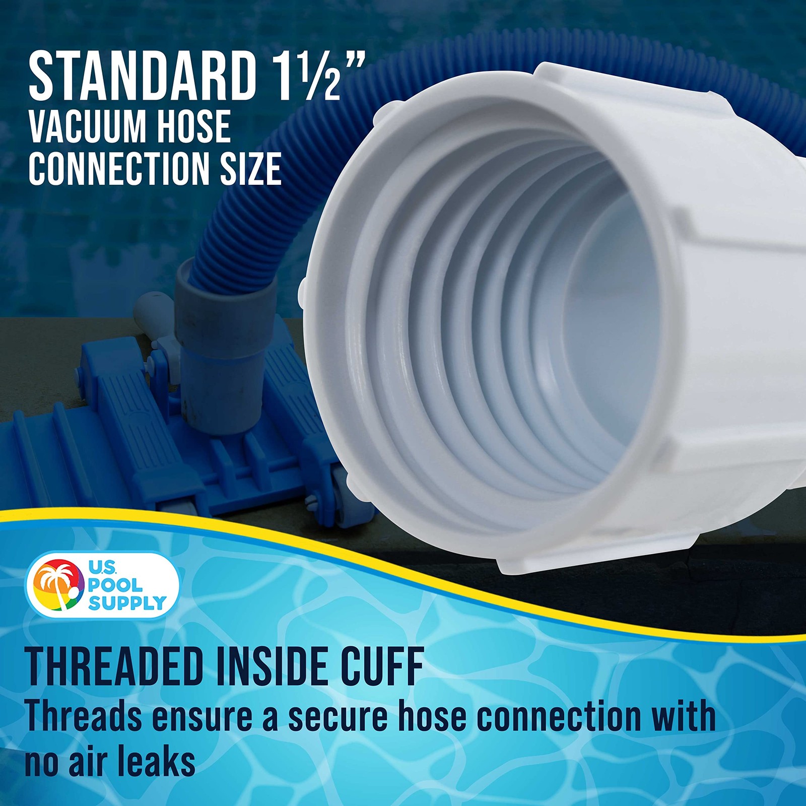 U.S. Pool Supply 1-1/2&Prime; Hose Cuff, 2 Pack – Swimming 1-1/2 Inch