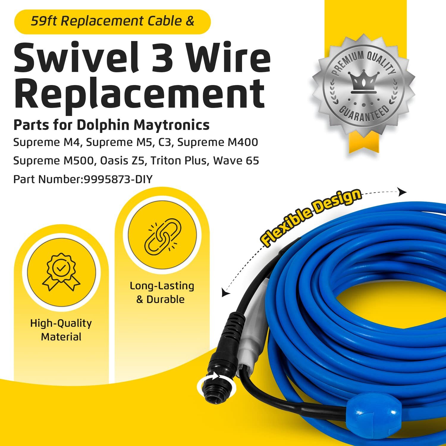 9995873 DIY Cable & Swivel 3 Wire for Dolphin M4, M5, C3, M400, M500 & Wave 65