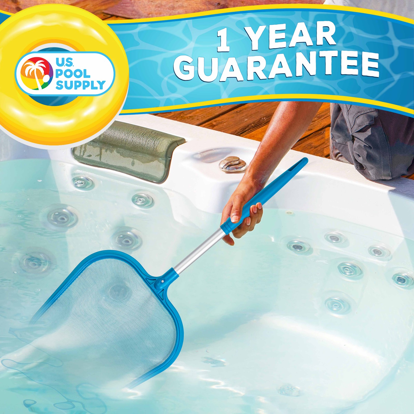 Swimming Pool Hot Tub & Spa Leaf Skimmer Net with 12&Prime; Aluminum Handle