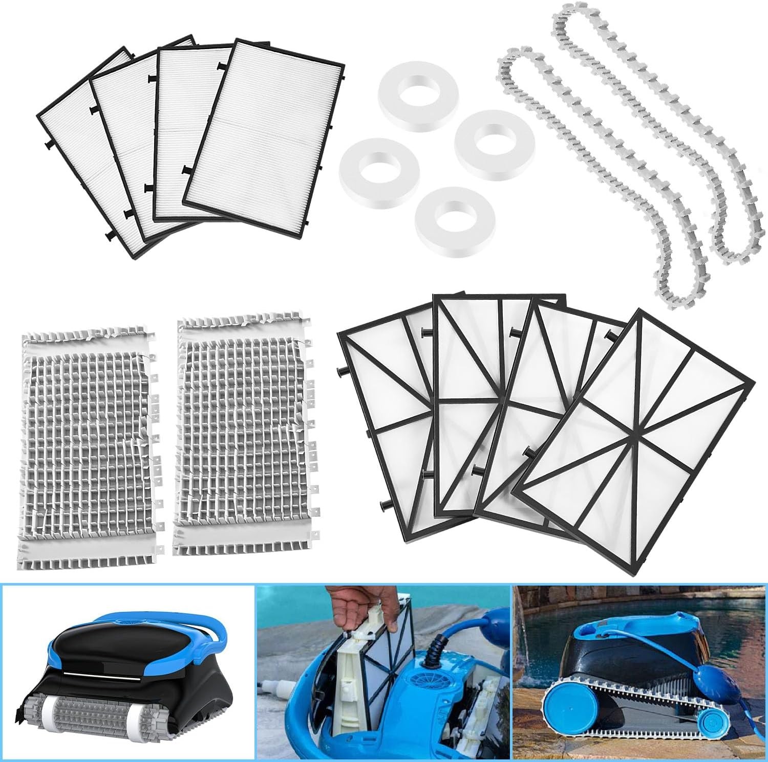 for Maytronics Dolphin Pool Cleaner Tune-up Kit w/Filter Panels,Brushes,Tracks