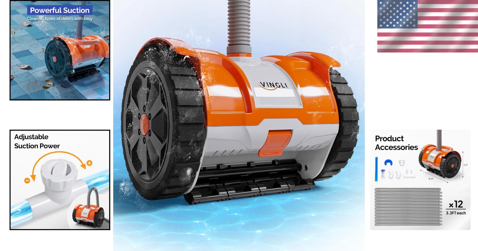 2025 Automatic Pool Cleaner: Hassle-Free Maintenance with 39.6ft Heavy-Duty Hose