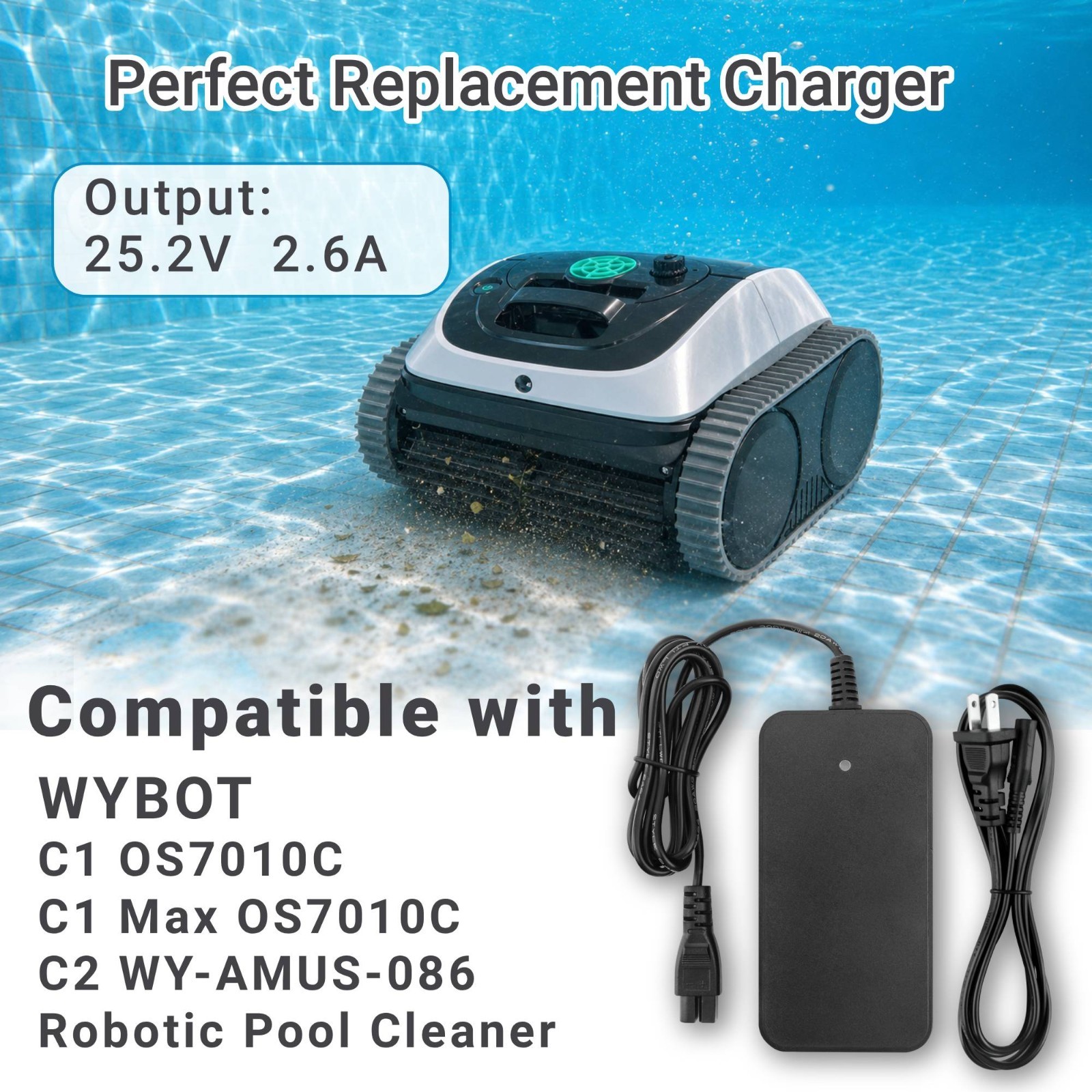 Charger for WYBOT C1 OS7010C/C2 WY-AMUS-086/C1 Max OS7010 Max Robotic Pool Clean