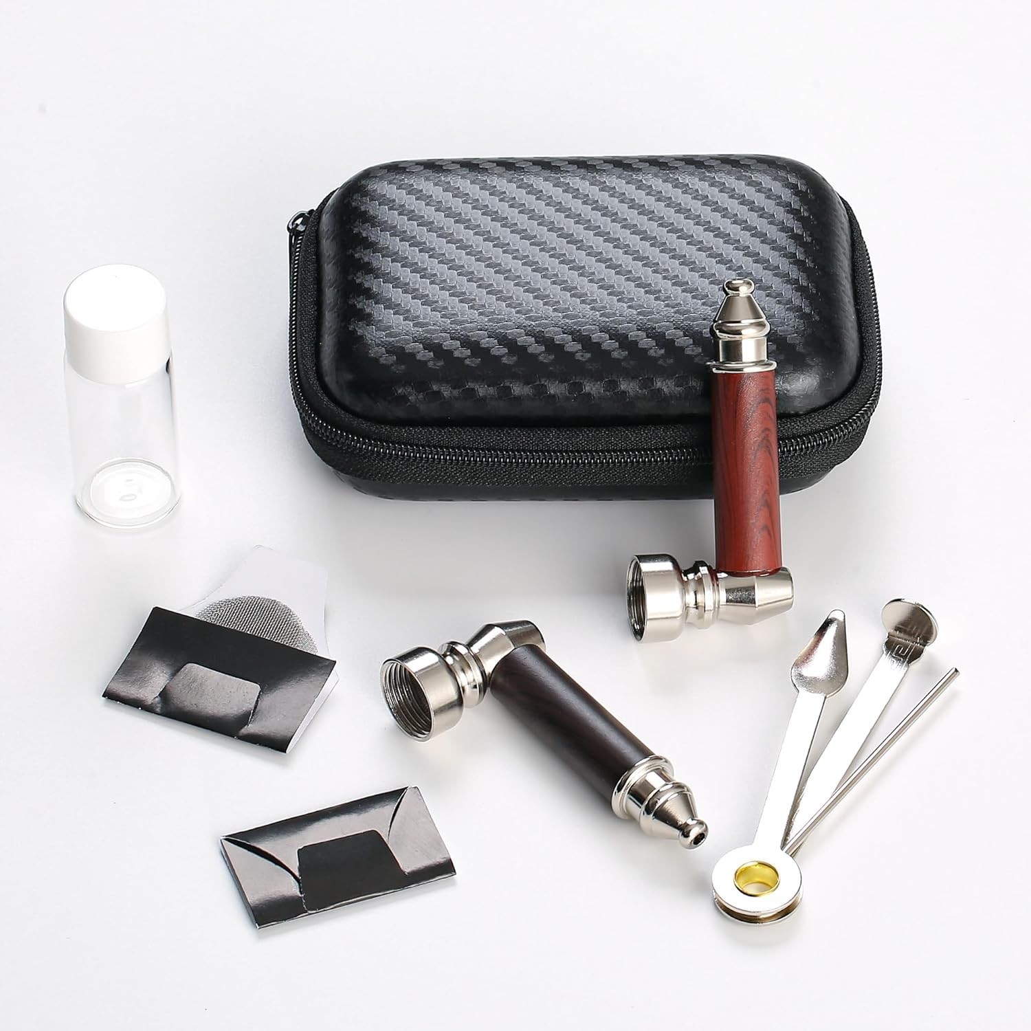 2-Pack Tobacco Pipe Set – Dual Color Mini Smoking Pipes with Wood Black & Red