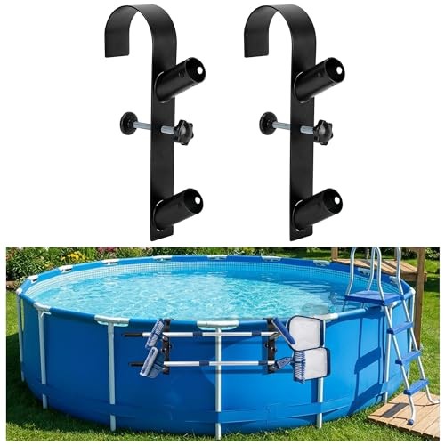 codree Pool Leaf Skimmer Net Holder – Adjustable Above 2 – Curved Black – 2 Pcs