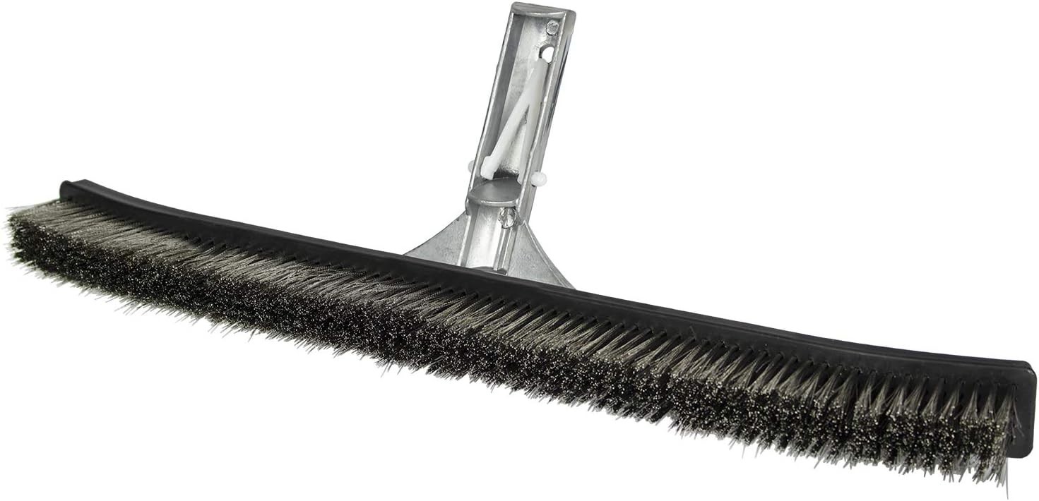 18-Inch Stainless Steel Pool Algae Brush, Heavy-Duty Aluminum Back, for Gunit…