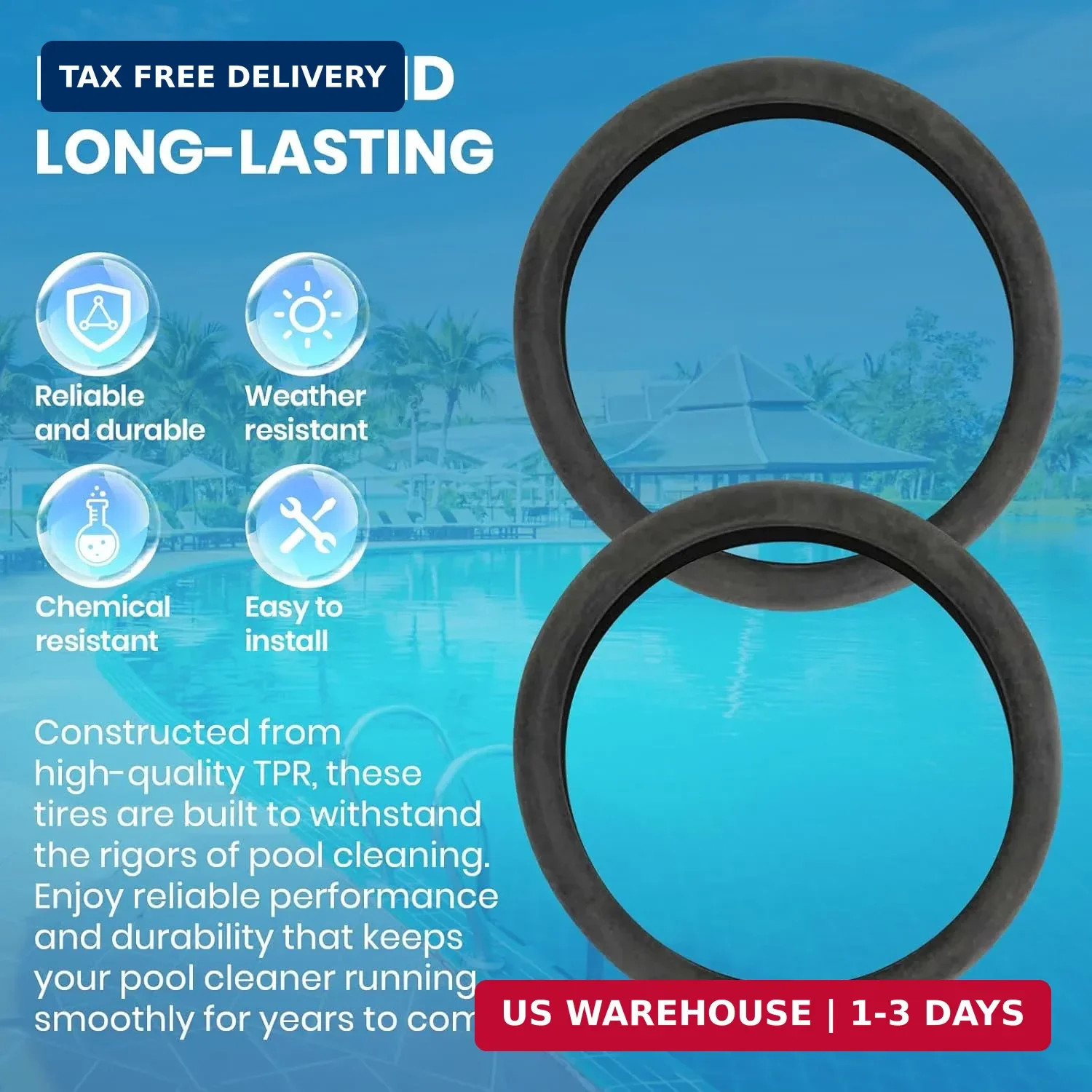 (3-Pack) Calvana Pool Cleaner Tires, 48-232 Replacement Compatible with Zodiac P