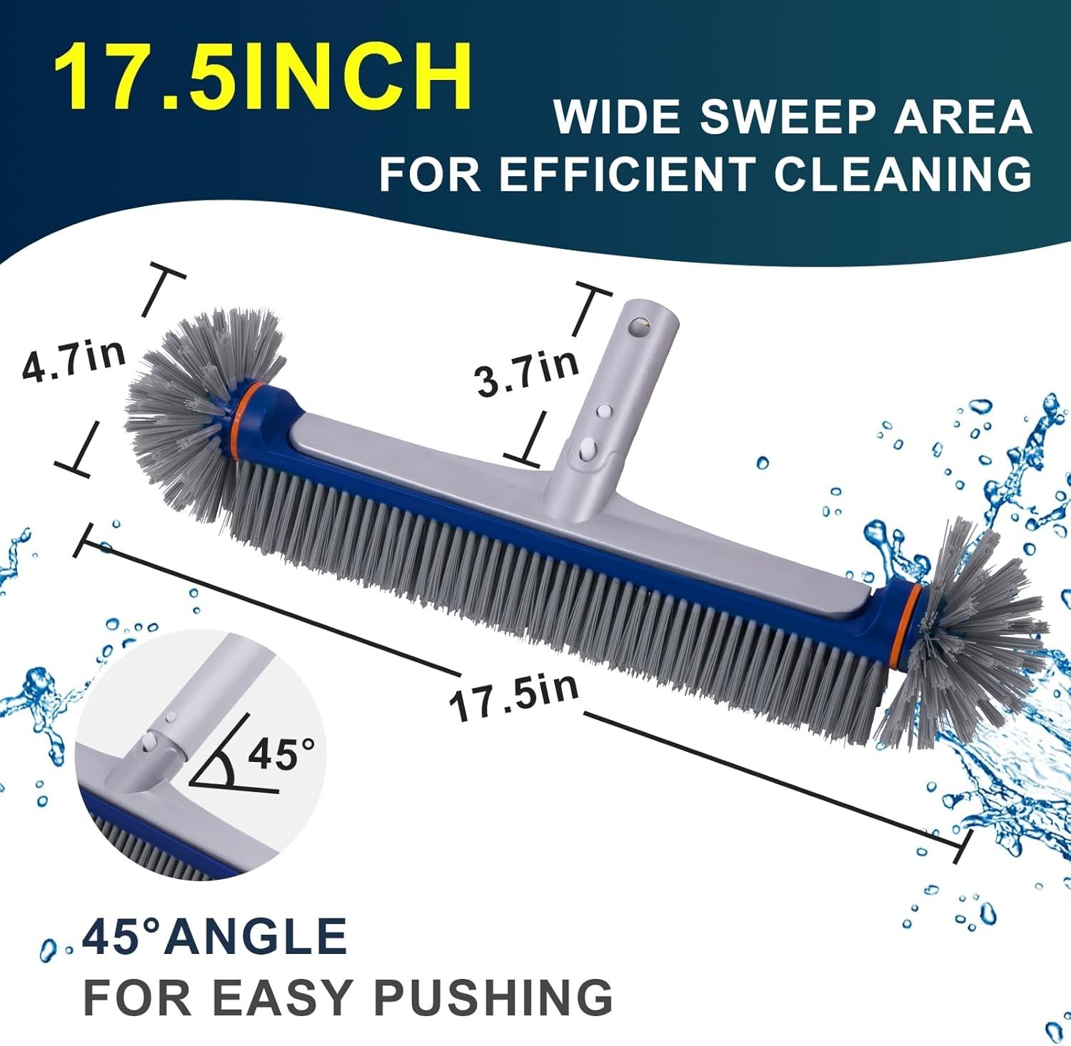 Heavy-Duty 17.5&Prime; 360° Pool Brush for Inground/Above Ground Pools, Spa & Hot Tub