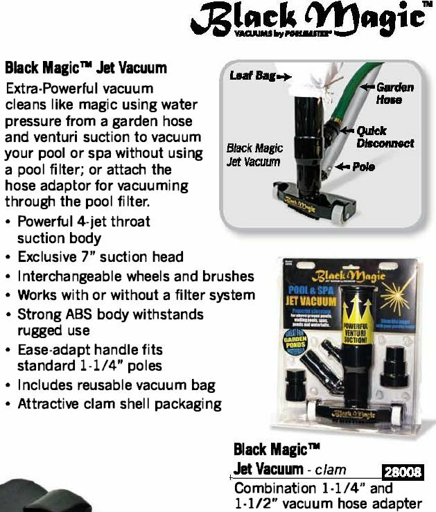 Poolmaster 28008 Black Magic Jet Vacuum Head/Bag Above Ground Pool Spa Pond Step