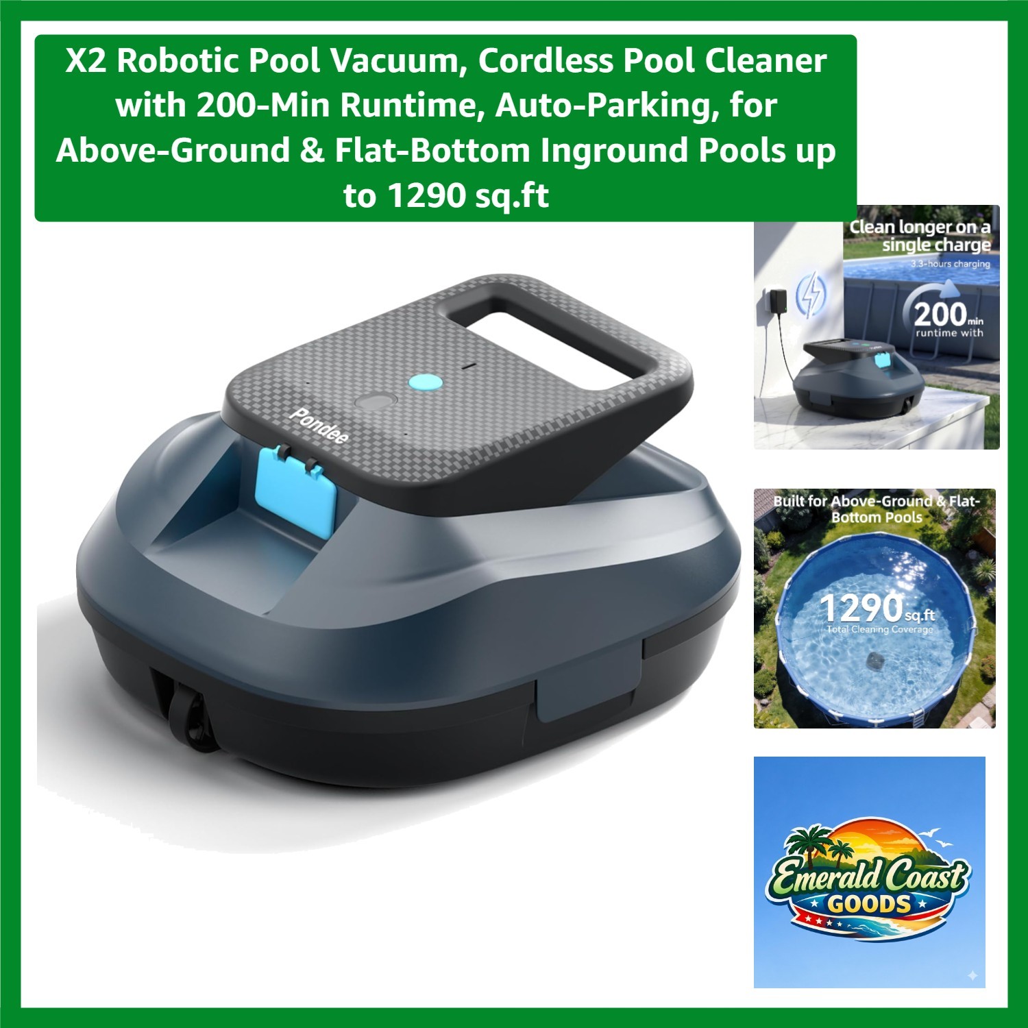High-Performance Cordless Pool Cleaner: Ideal for Above-Ground & Inground Pools