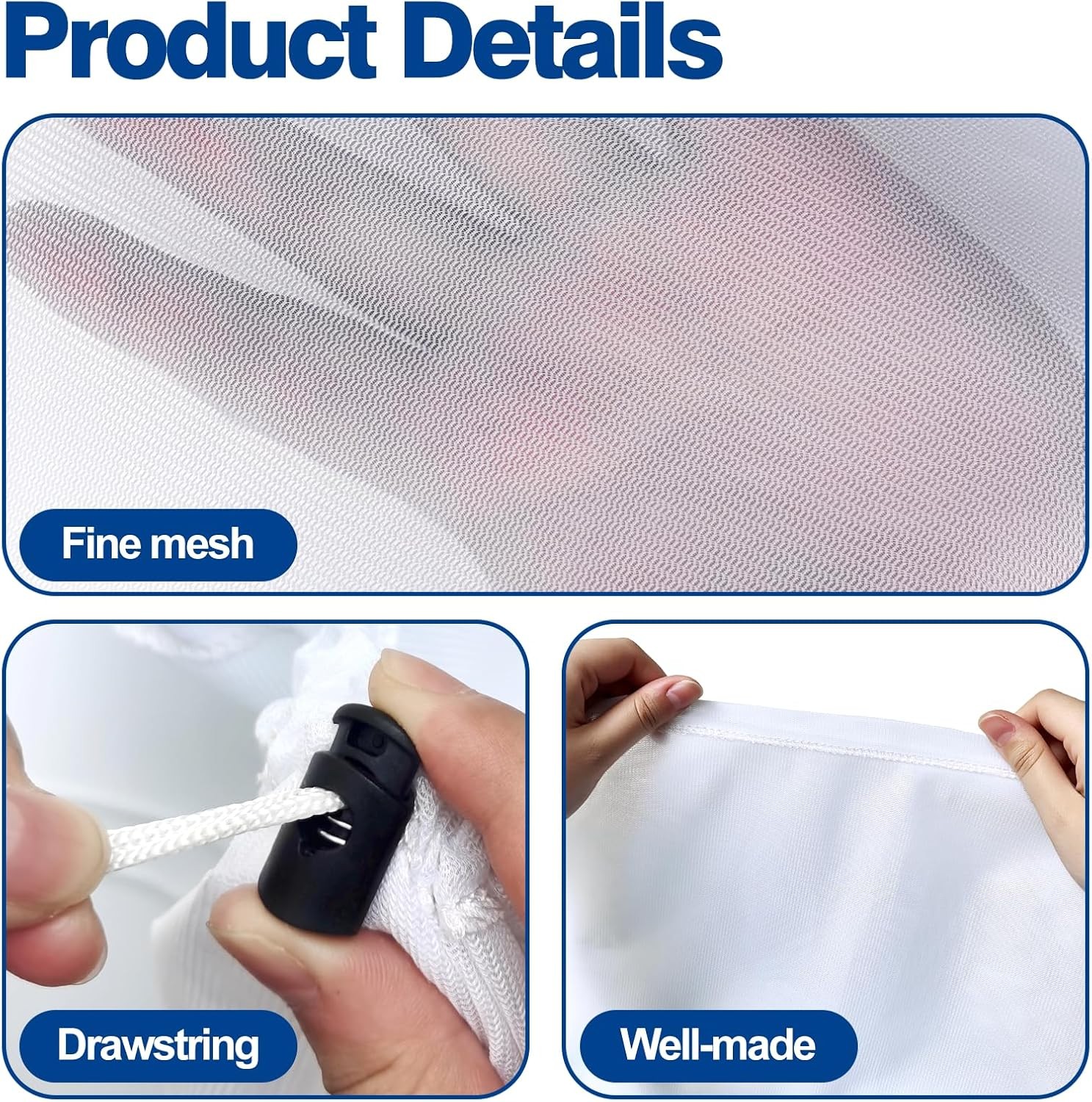 3 Pcs Pool Fine Mesh Net Bag Replacement 26×22 Inch Adjustable Ultra Fine Mesh