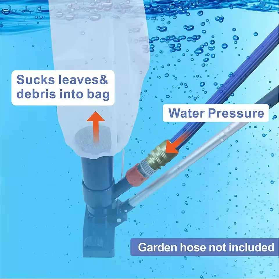 Pool Underwater Jet Vacuum Cleaner with Brush Pool Spa Hot Spring Cleaning Acces