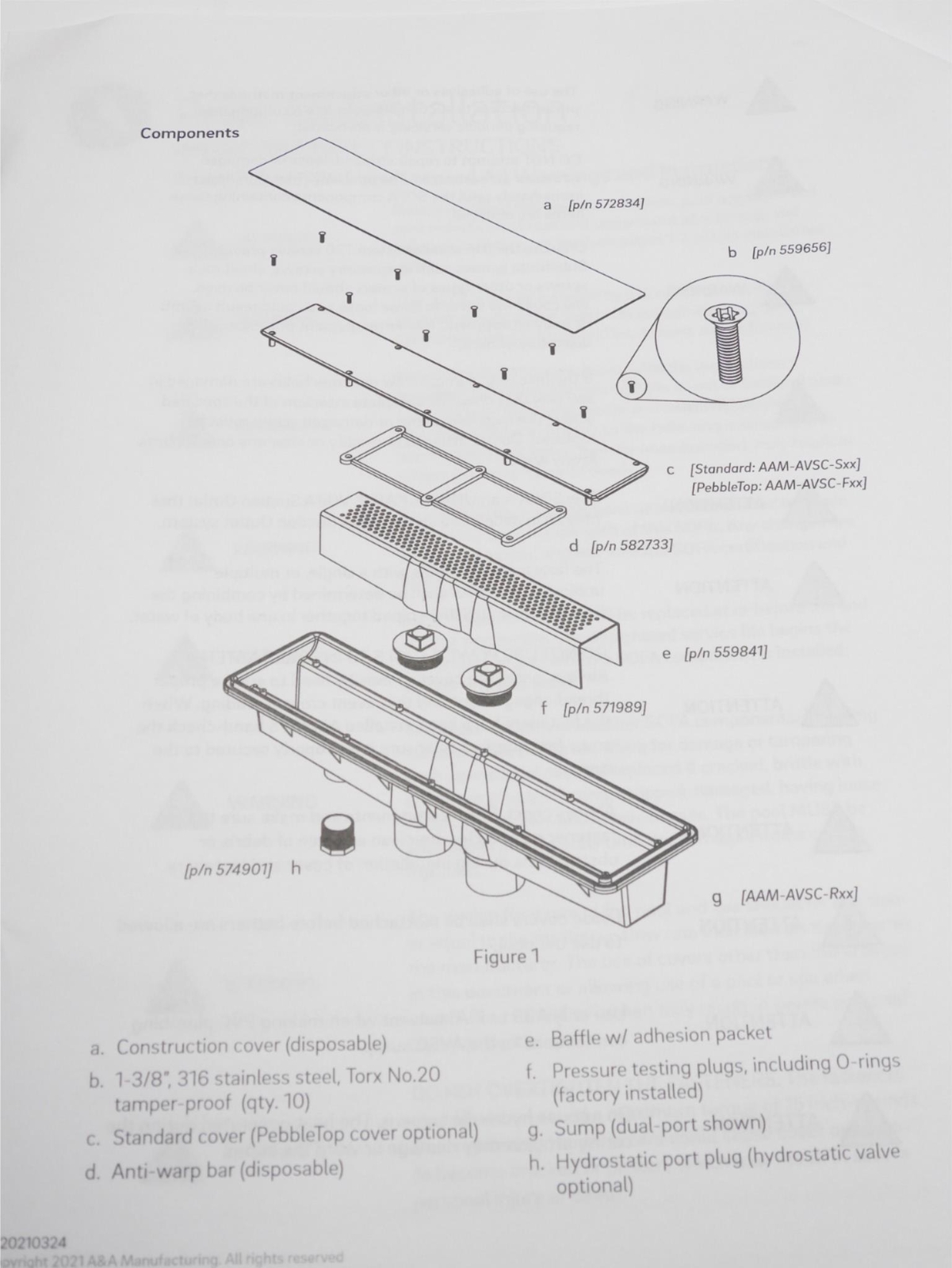 A&A AVSC 571911 Dual Suction Top Panel Drain Dark Gray w/ 1-1/2&Prime; Hydrostatic Re