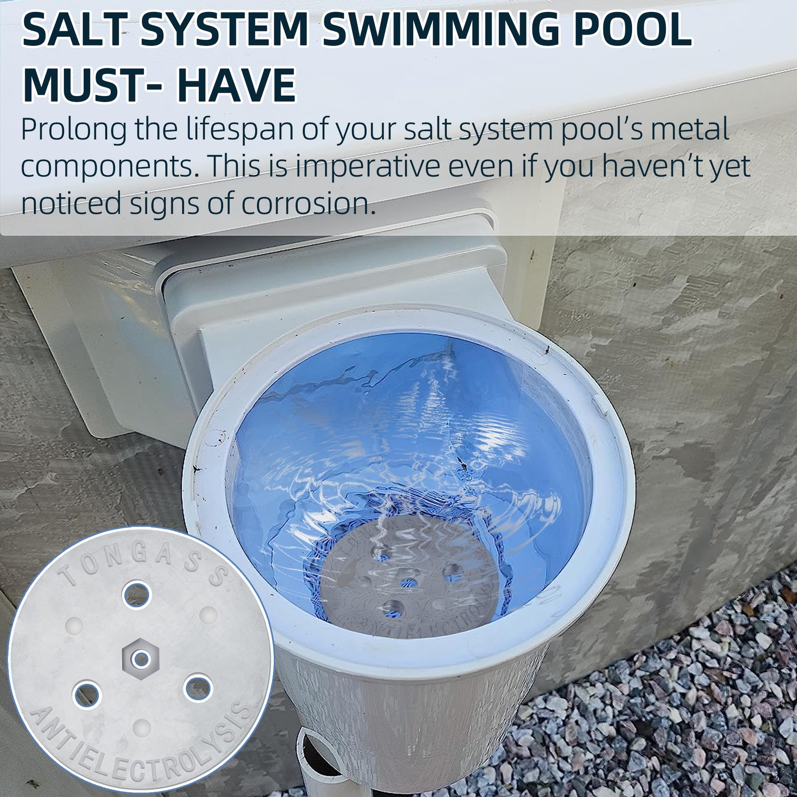 Zinc Anode for Saltwater Pools | AntiElectrolysis Galvanic Protection