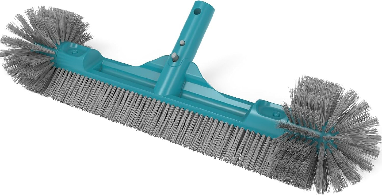 20” Pool Brush Head with Round Ends, Nylon Bristles, Extra Wide Plastic Pool Scr