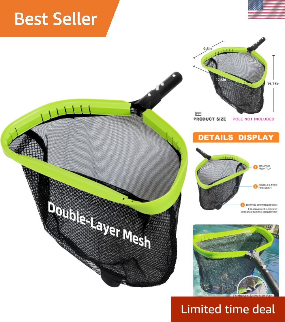 Professional Pool Leaf Skimmer Net – Double Layer Heavy Duty Aluminum Frame