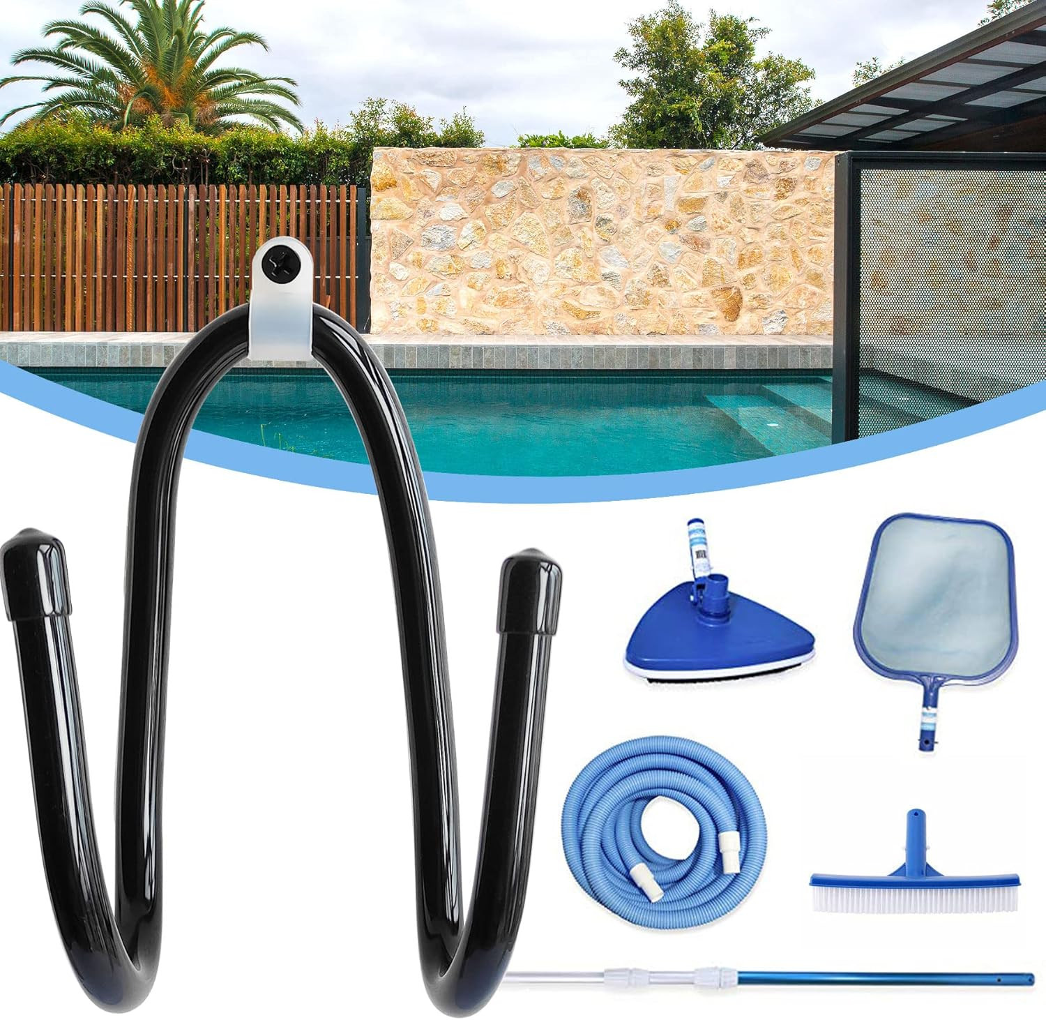 6PCS Chain Link Fence Hooks, Fence Hangers for Leaf Rakes, Pool Poles,Nets,Brush