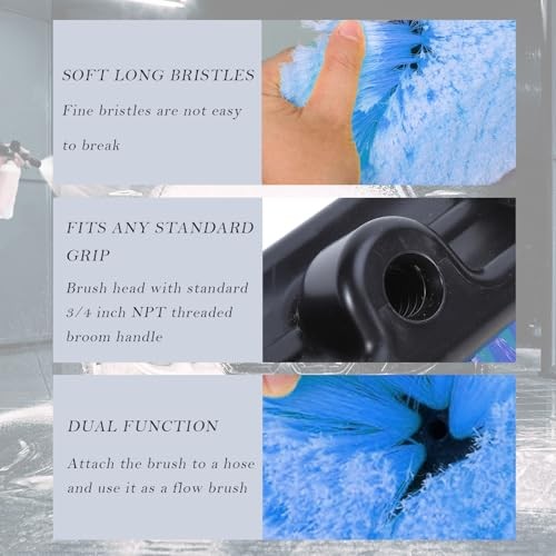 10-Inch Soft Bristle Car Wash Brush Head – Auto, RV, Boat, Truck – Blue