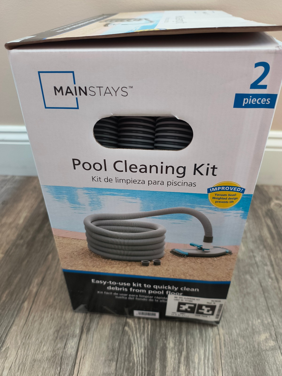 Mainstays Pool Vacuum Kit 2-Piece 25ft UV-Resistant Hose+Swivel Head 1.25&Prime;/1.5&Prime;