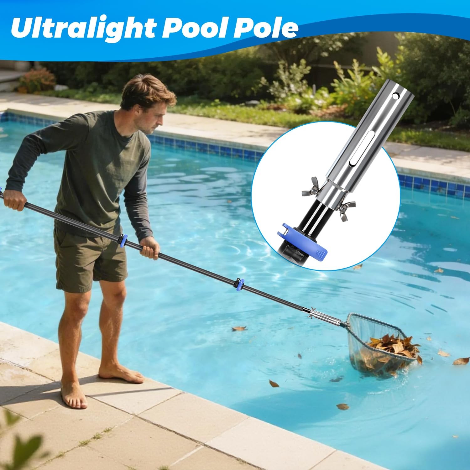 DOBEN Carbon Fiber Pool Pole, 16FT Heavy Duty Telescopic Pool Pole, Universal…
