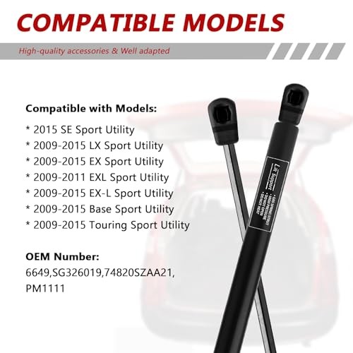 Rear Window Struts for Honda Pilot 2009-2015, Heavy Duty Back Glass Gas Shock