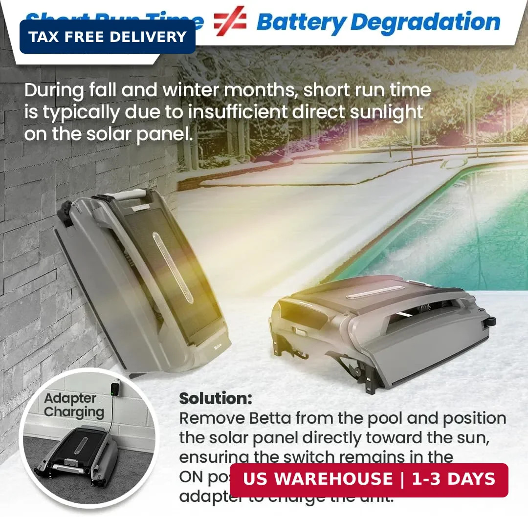 Betta SE Plus – Solar-Powered Robotic Pool Skimmer with 24/7 Continuous Cleaning