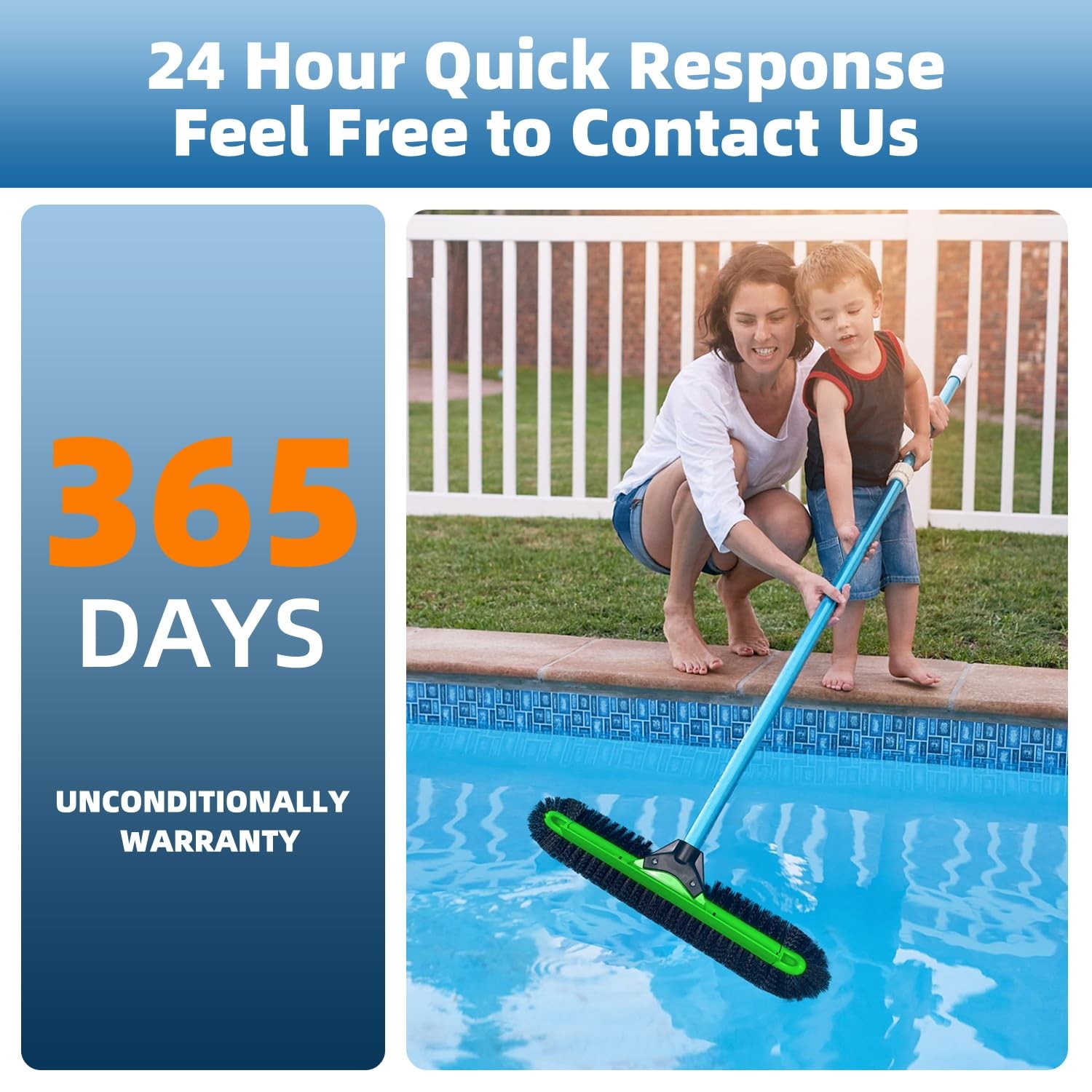 20&Prime; Wide Pool Brush , Heavy Duty Pool Scrub Brush with 12-Rows Soft Bristles,…