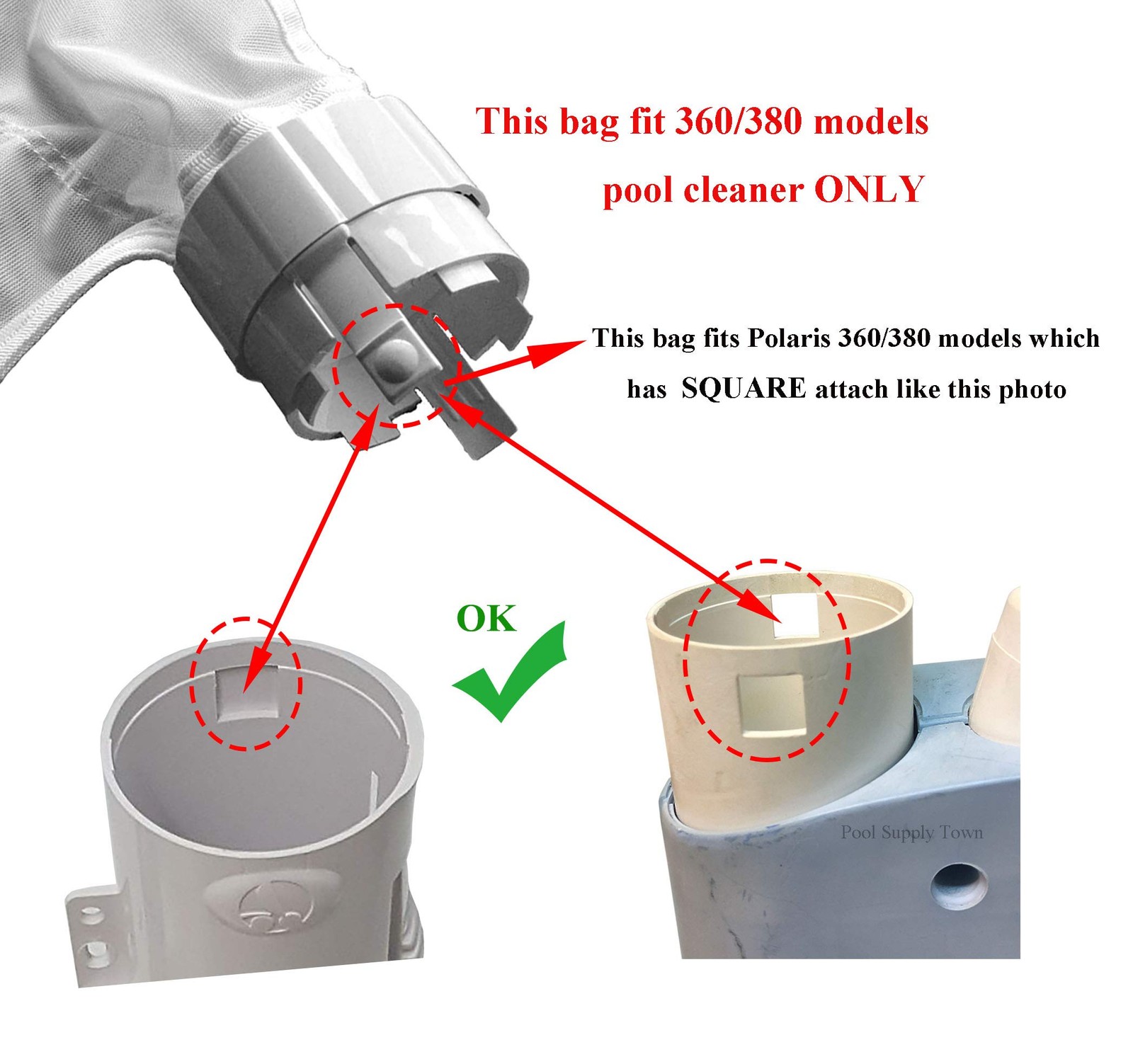 ATIE Pool Cleaner Sand and Silt Bag 9-100-1015 Replacement Fit 2-PACK, white